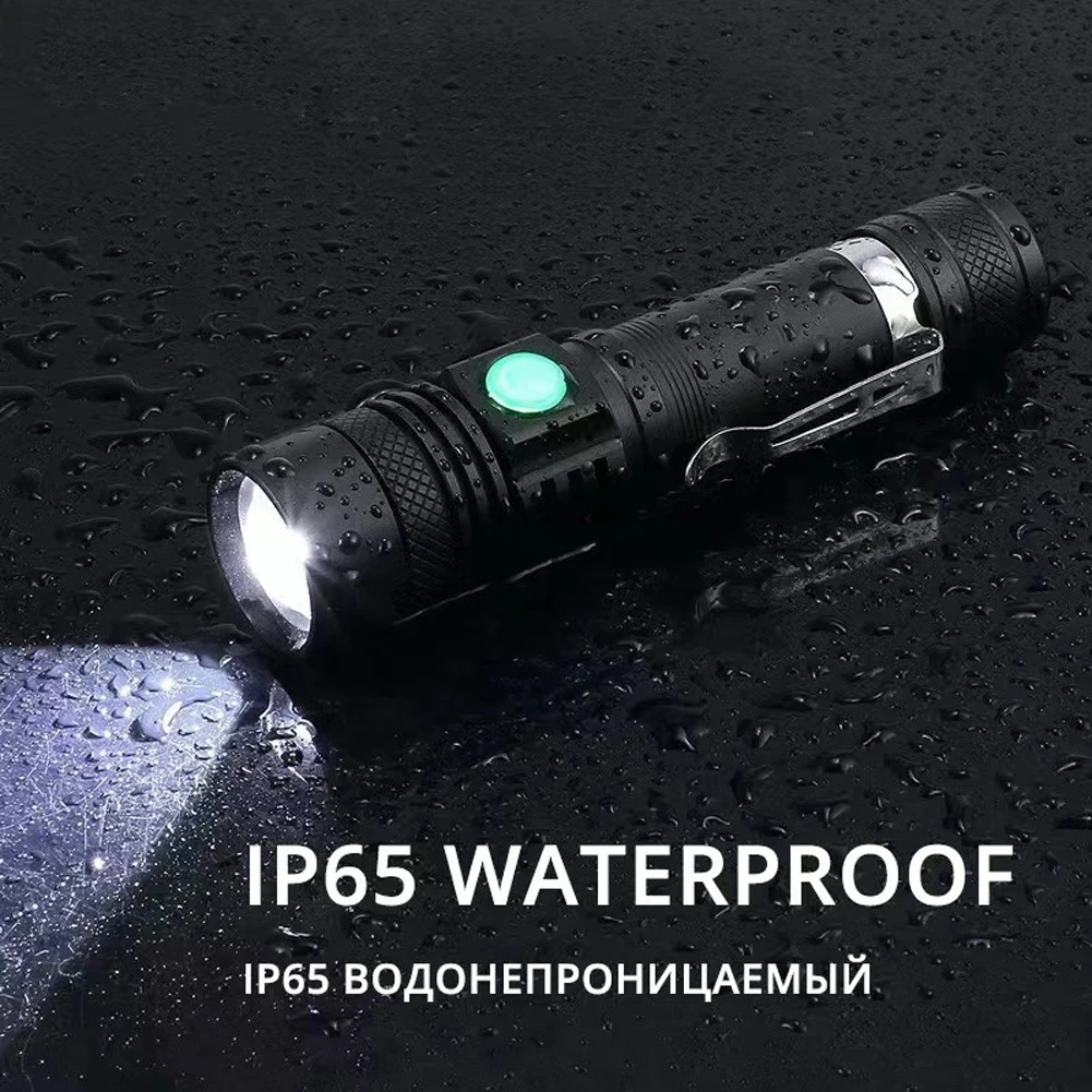 New V6 Ultra Bright LED Flashlight With V6 LED Lamp Beads Waterproof Torch Zoomable Multi-function USB Charging