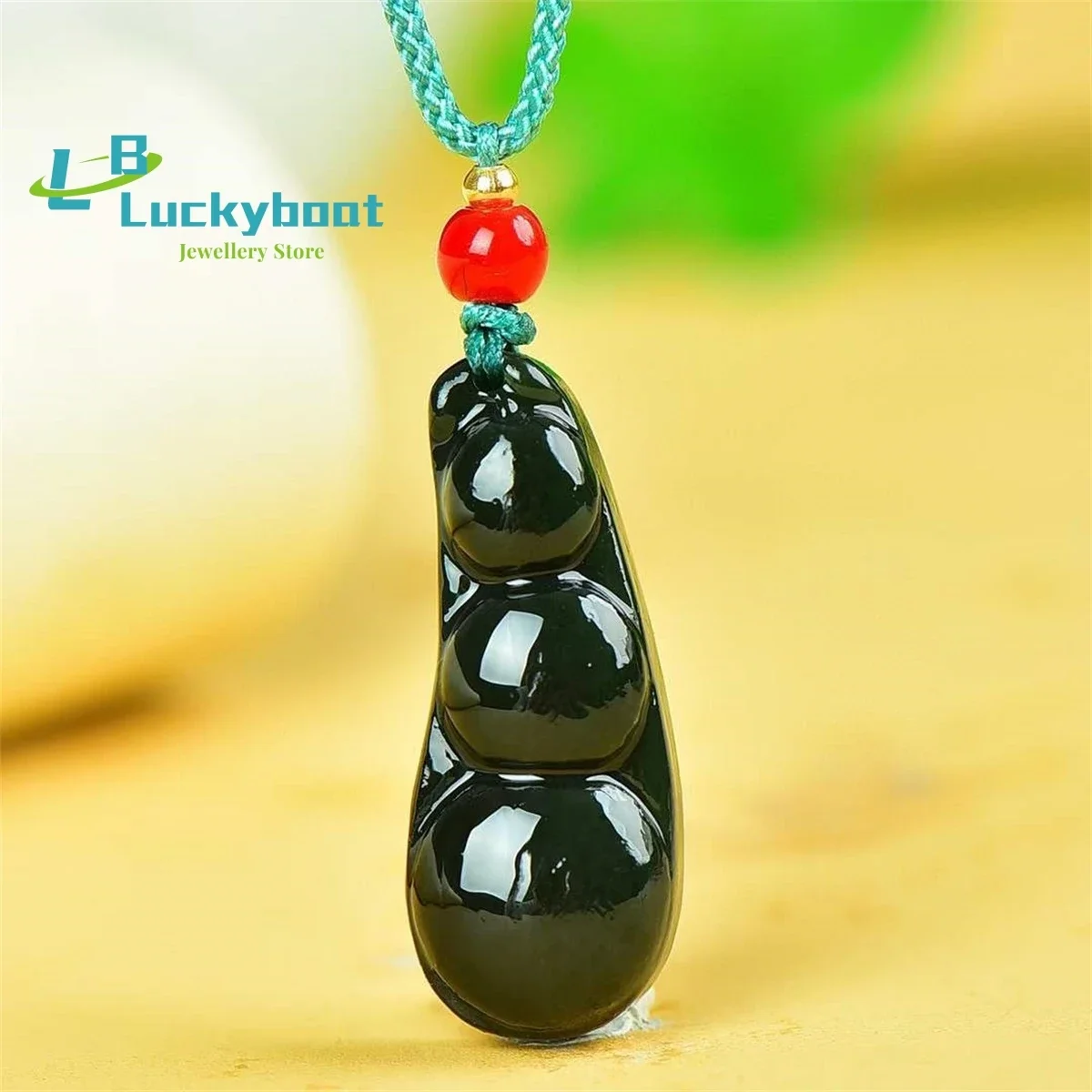 

Natural Hotan Jade Auspicious Beans Pendant Simple and Elegant Personality Fine Fashion Versatile for Men and Women