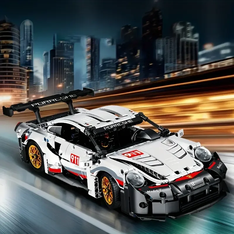 1249-delige klassieke witte sportwagen bouwsteenmodelset, verzamelbare sportwagen bouwsteenset voor volwassenen