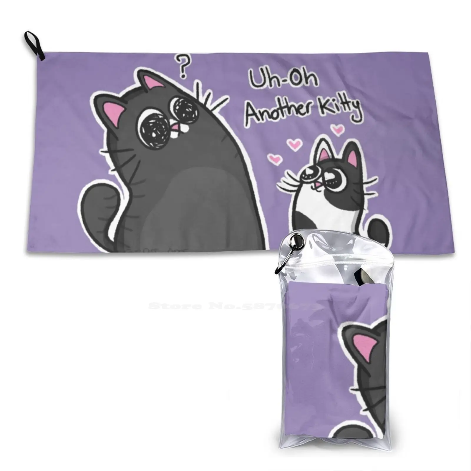 Uh-Oh Another Kitty Print Washcloth Face Soft Towel Kitty Black Cat Grey Cat Cat Eyes Cat Lovers Cat Mom Cat Dad Kitten Hungry