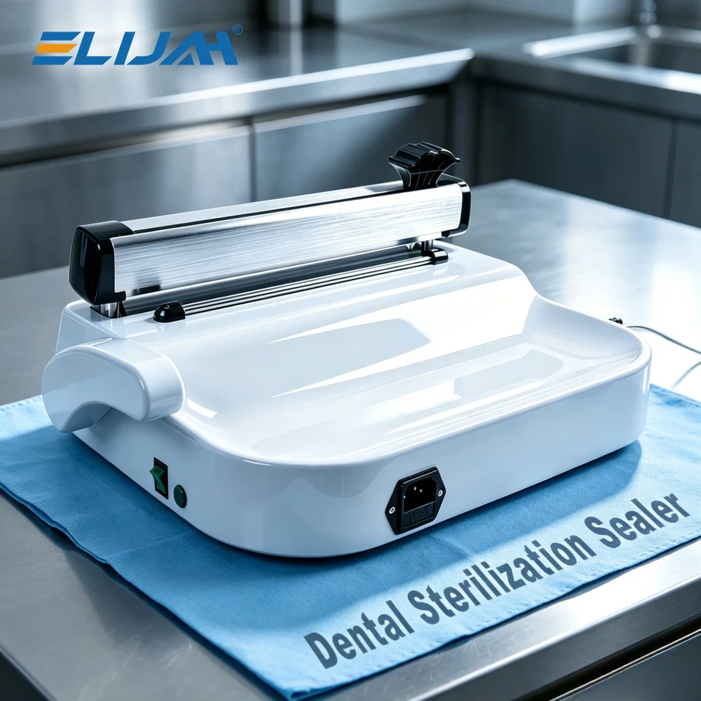 Dental Sterilization Sealer Machine Heat Sealing 12mm Width with Cutter for Autoclave Pouches Medical Sterilization Pouch Sealer