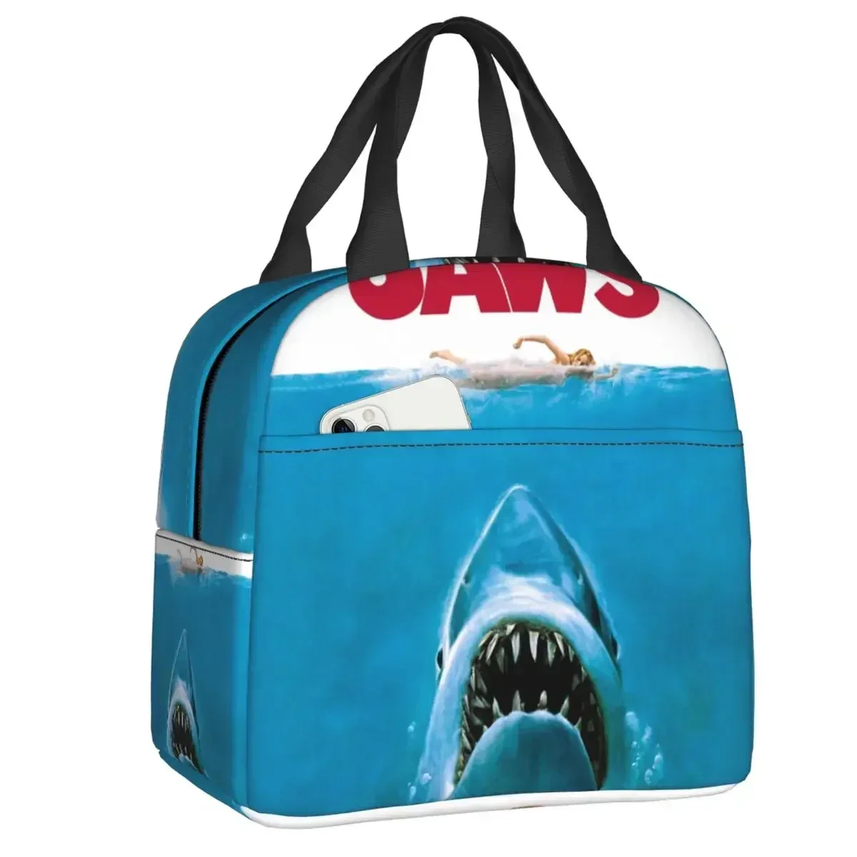

Изолированные сумки для обеда Jaws для женщин, Хэллоуин, фильм ужасов, многоразовый холодильник, термобокс для еды, ланч-бокс, открытый кемпинг, путешествия