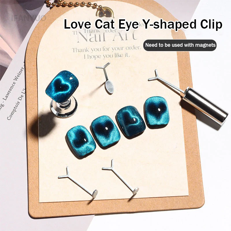 Heart Shaped Cat Eye Magnet Y-shape Cat Eye Nail Magnet Set Love Pattern Magnet Suitable for DIY Gel Polishing Magnetic 2030