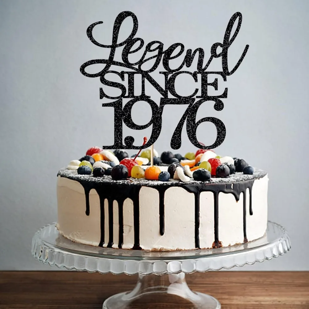 Legend Since 1976 Kuchenaufsatz zum 50. Geburtstag, Happy Birthday Kuchenaufsatz für Männer und Frauen, zum Feiern von 50 Jahren, handgefertigt – Detail 3