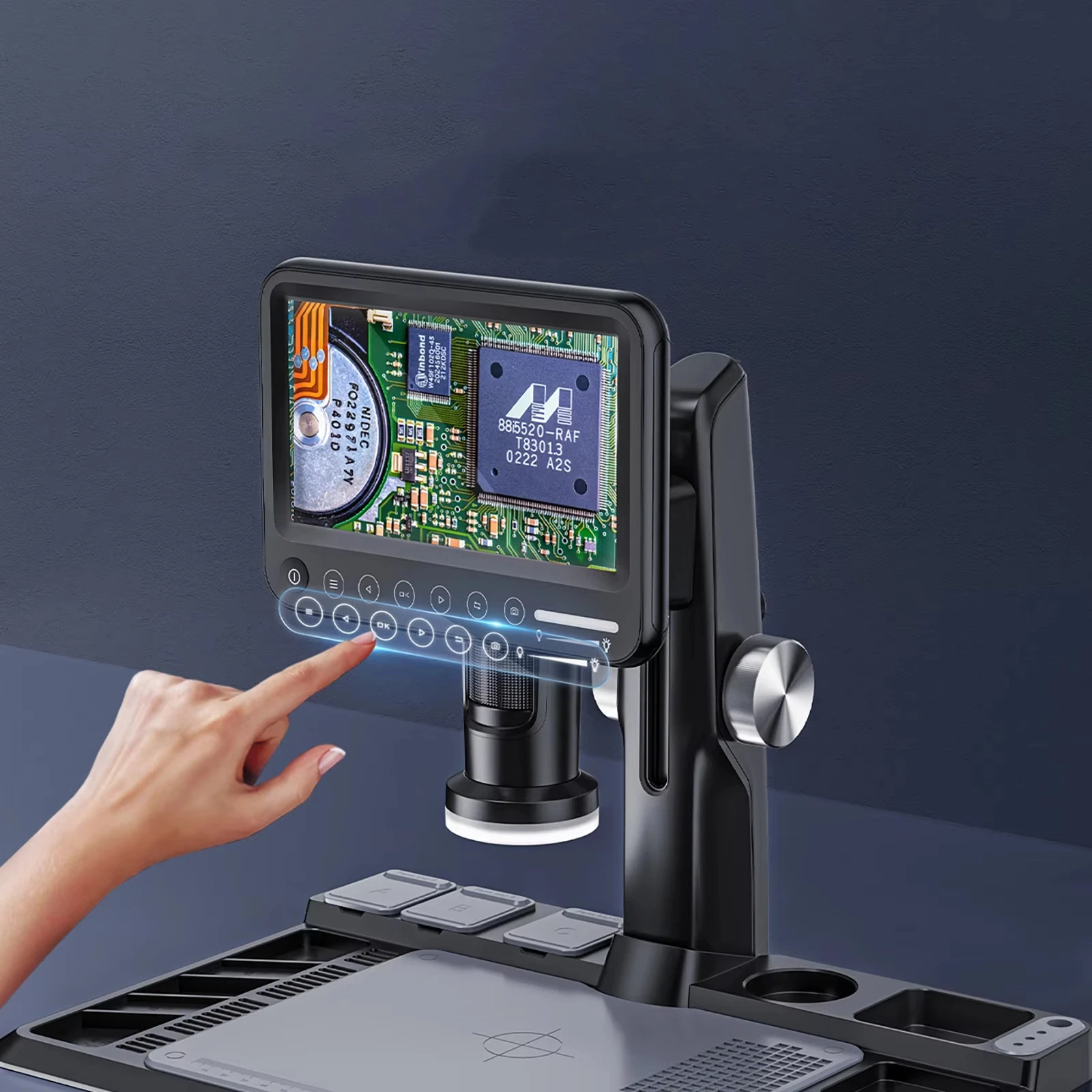 7 Polegada lcd usb microscópio digital 1080p moeda microscópio 1600x12mp touch-control leveza microscópio digital