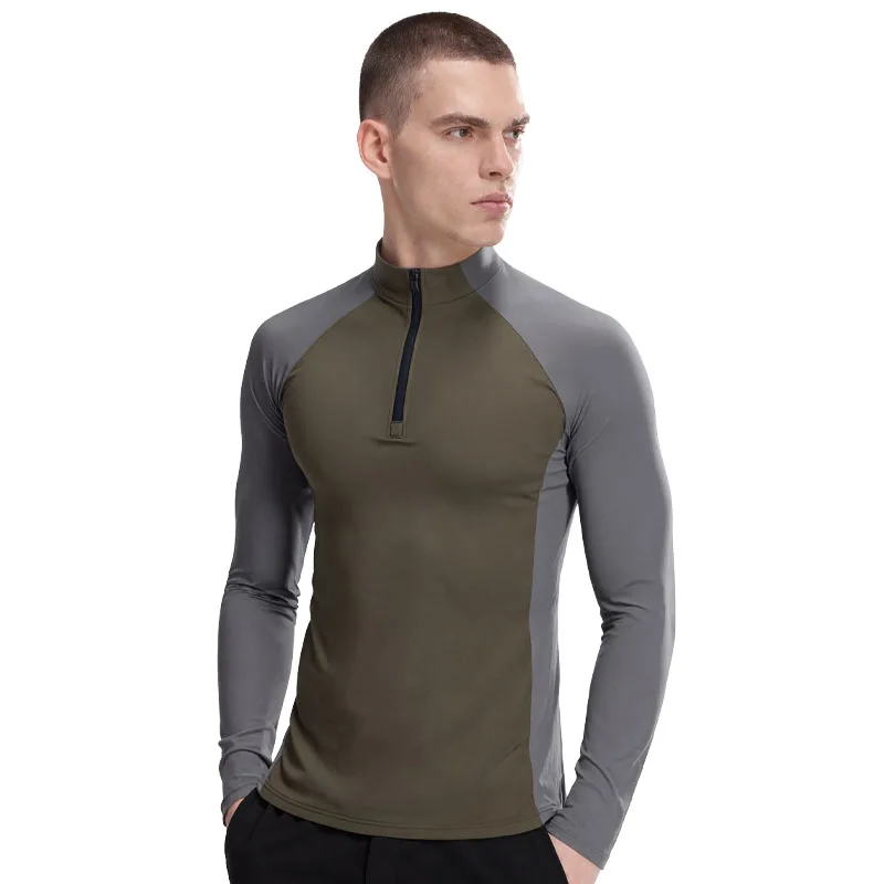 

Bodybuilding Clothing Running Zip Moisture Wicking Quick Dry Workout Training Jogging Tee Outdoor Compression Fitness Sweatshirt