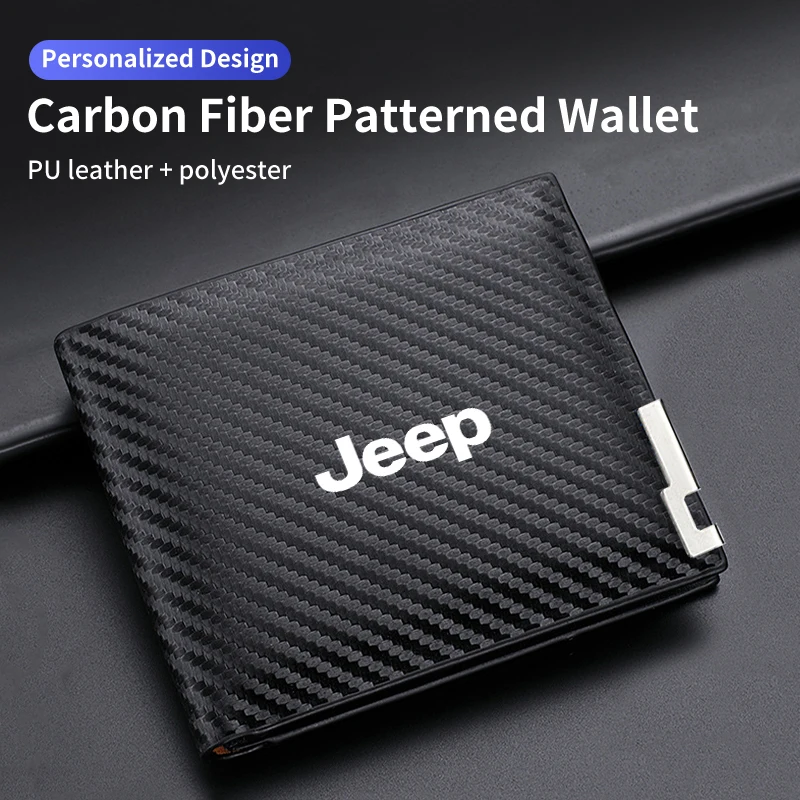 Car Accessories Carbon Fiber Driver License Storage Wallet For Jeep Renegade Wrangler JL Gladiator Grand Cherokee Patriot Willys