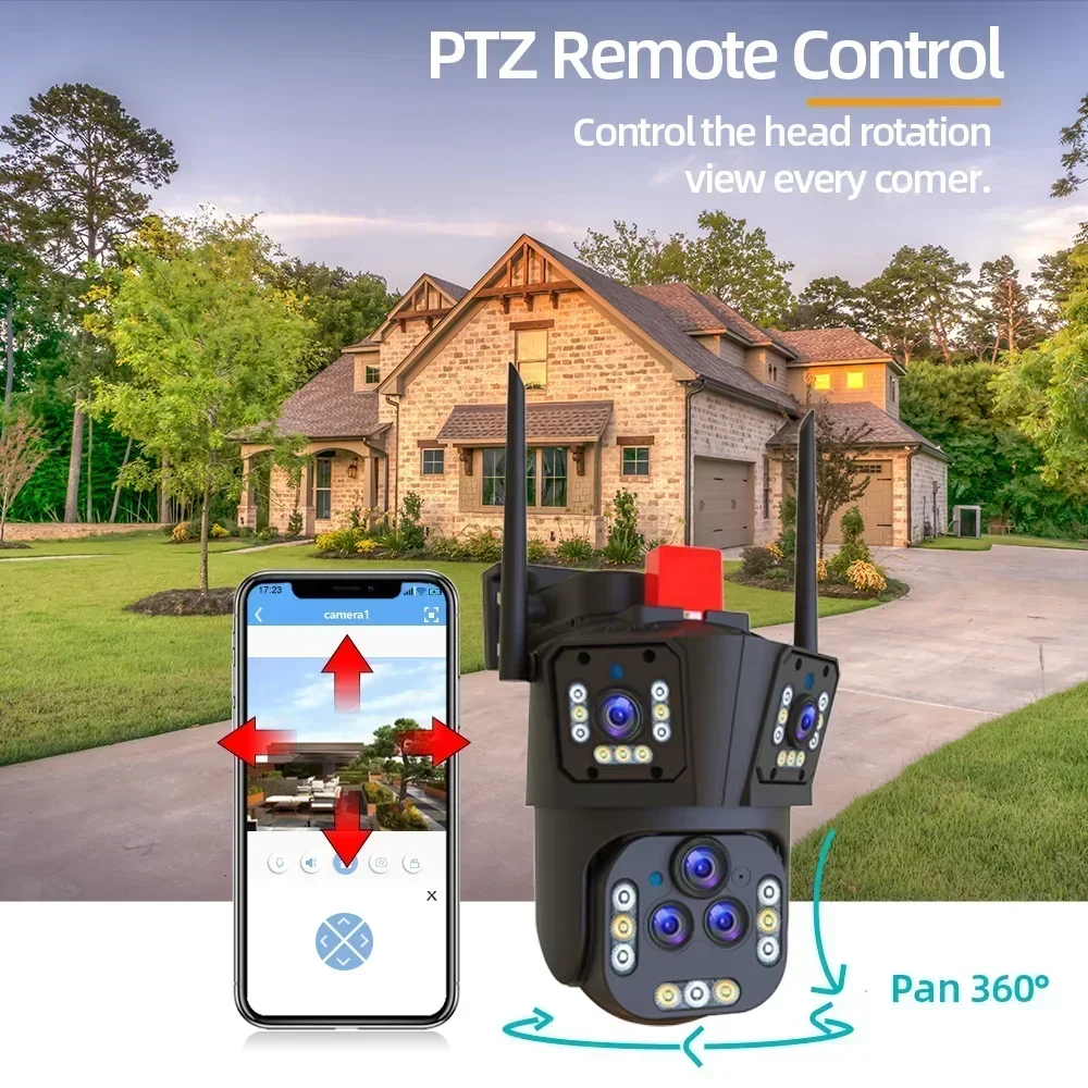 Imagem -06 - Câmera de Segurança Cctv ao ar Livre Câmera de Vigilância por Vídeo Wifi ip Quatro Lentes Screen Ptz 10k Zoom 20x 16mp 8k