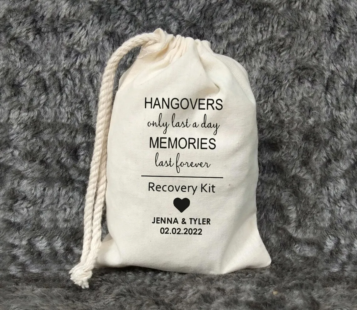 Hangover kit Bags - Recovery Kit Bags - Bachelorette Party Decorations - Hangovers only last a day-Wedding Welcome Bags