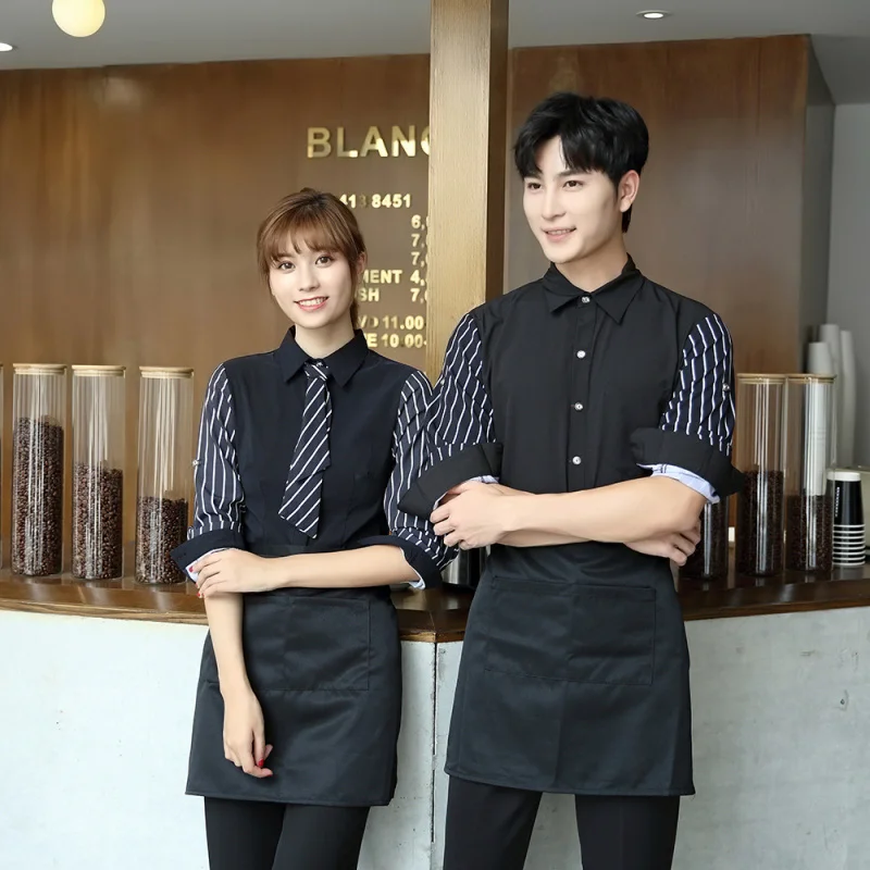 

Milk Tea Coffee Western Restaurant Waiter Work Uniform Long Sleeve Women Bar Hot Pot Restaurant Workwear Hotel Uniform Men