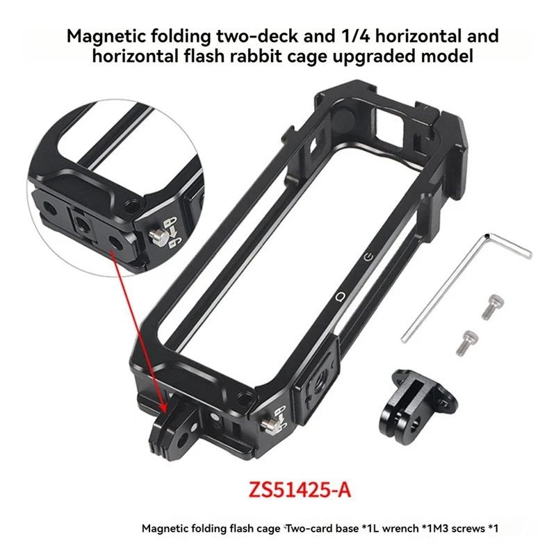 กรอบป้องกันกล้องสําหรับ Insta360 X4 Metal Cage Rig Housing พร้อมขยายฐานรองเท้าเย็น