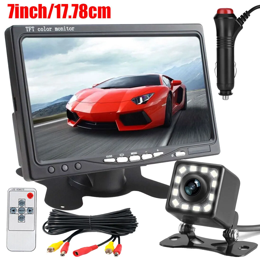 

7" Monitor & Rear View Backup Camera Reverse HD Night Vision For Car Truck RV