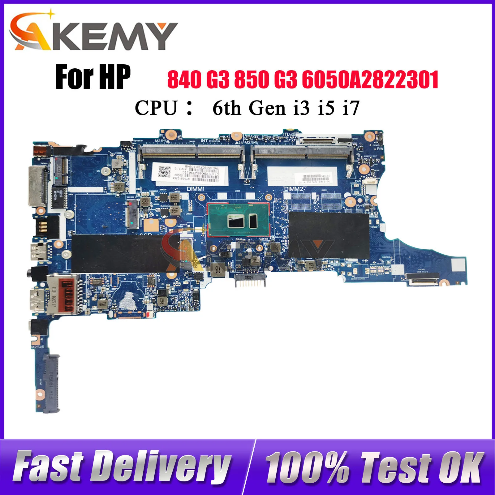 

6050A2822301 Материнская плата для ноутбука HP EliteBook 840 G3 850 G3 с процессором i3 i5 i7 6-го поколения DDR4 903740-601 903741-601