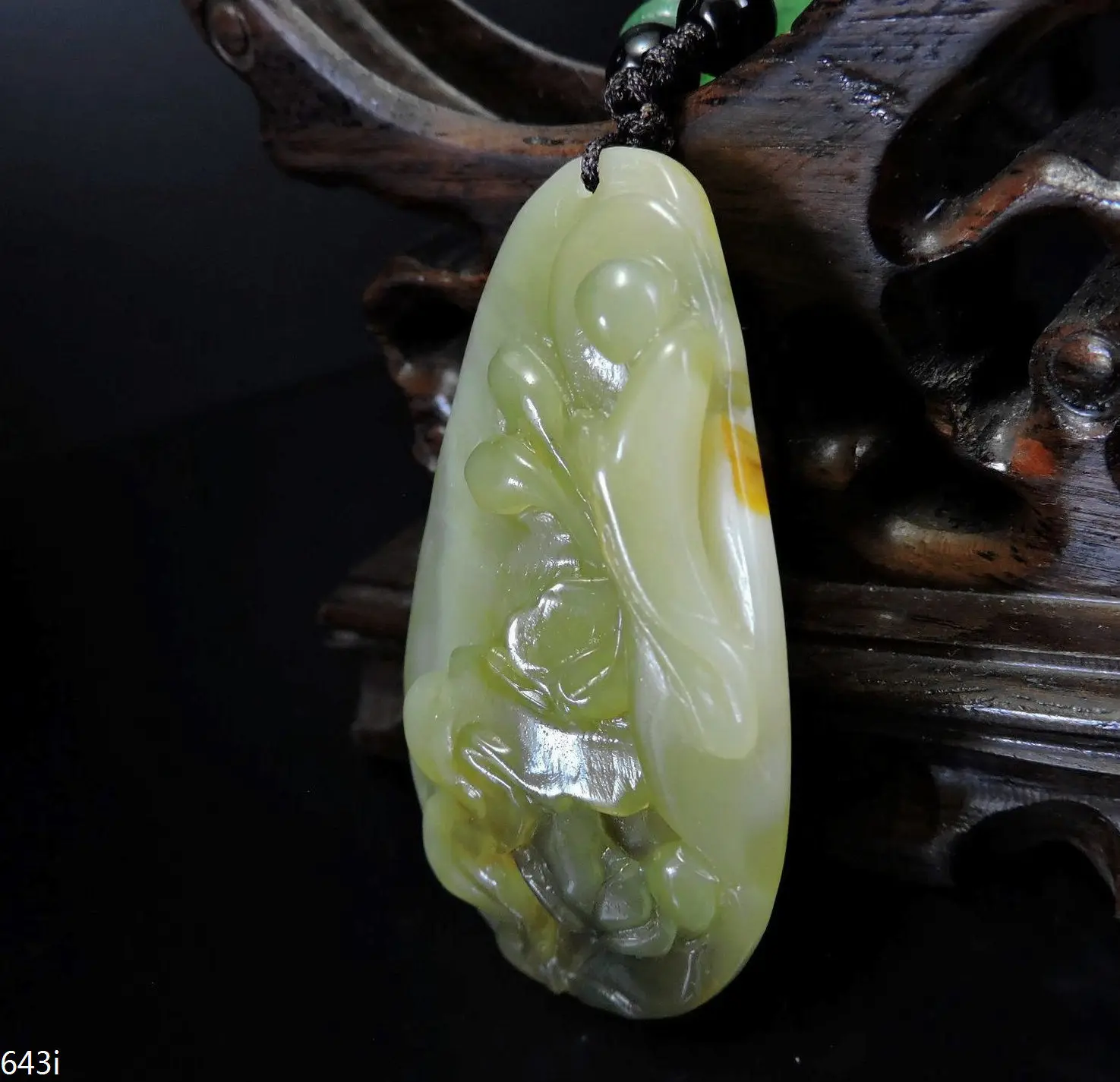 Jade Jewelry Natural Jade Pendant Necklace Hand-Carved buddha&lotus flower Jadeite Necklace Pendant Gift No Treatment 643i