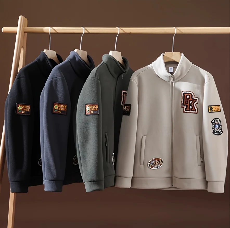 

Men's Heavyweight Winter Jacket - Full-Zip, Stand Collar, Thick-Warm: Snow/Xmas - Wind/Wear-Resistant, Blk/Blu+More, Men/Teens