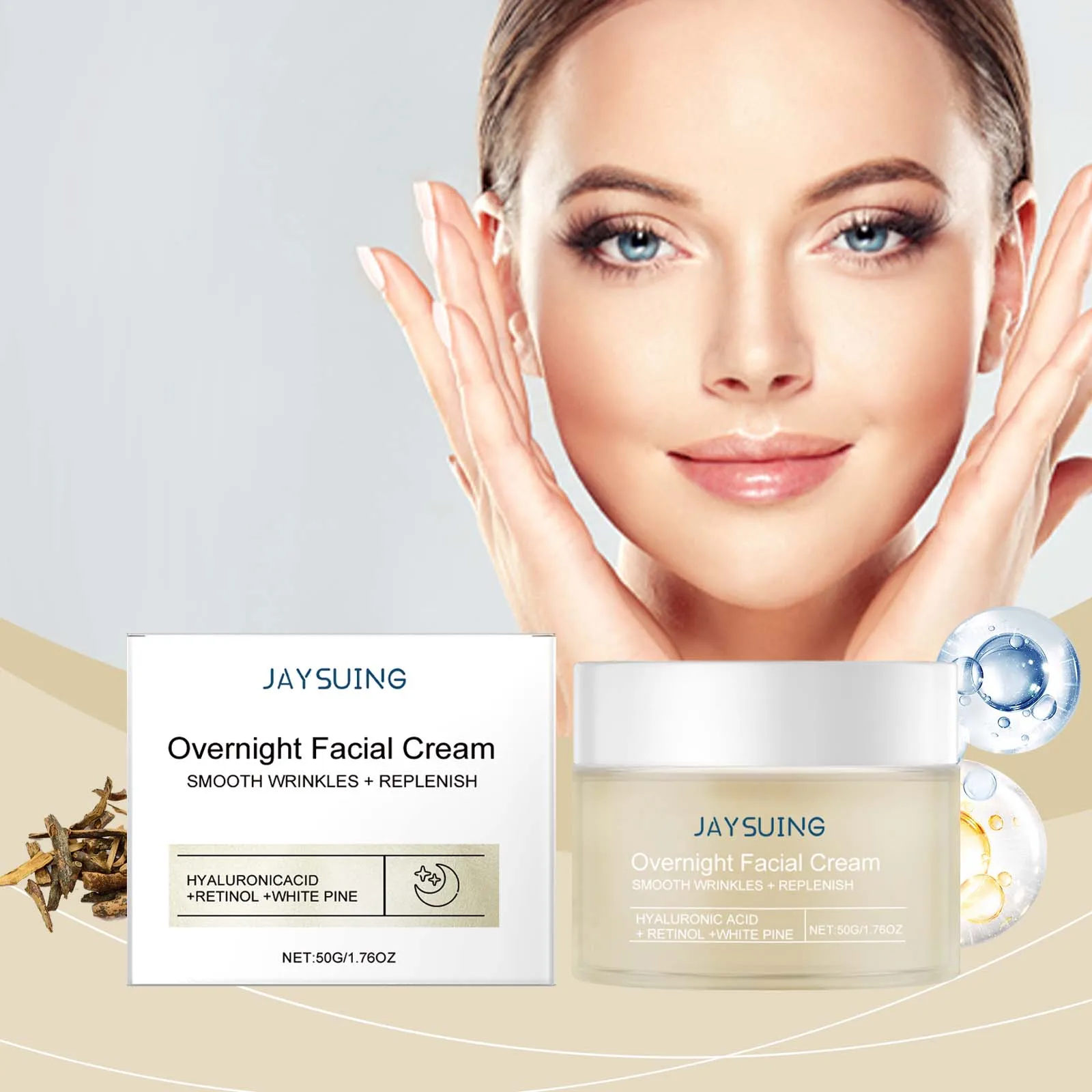 

Pine Moisturizing Night Cream Powerful Firming Skin Deep Repair Facial Barrier Relieve Dryness Reduce Fine Lines Face Care Cream