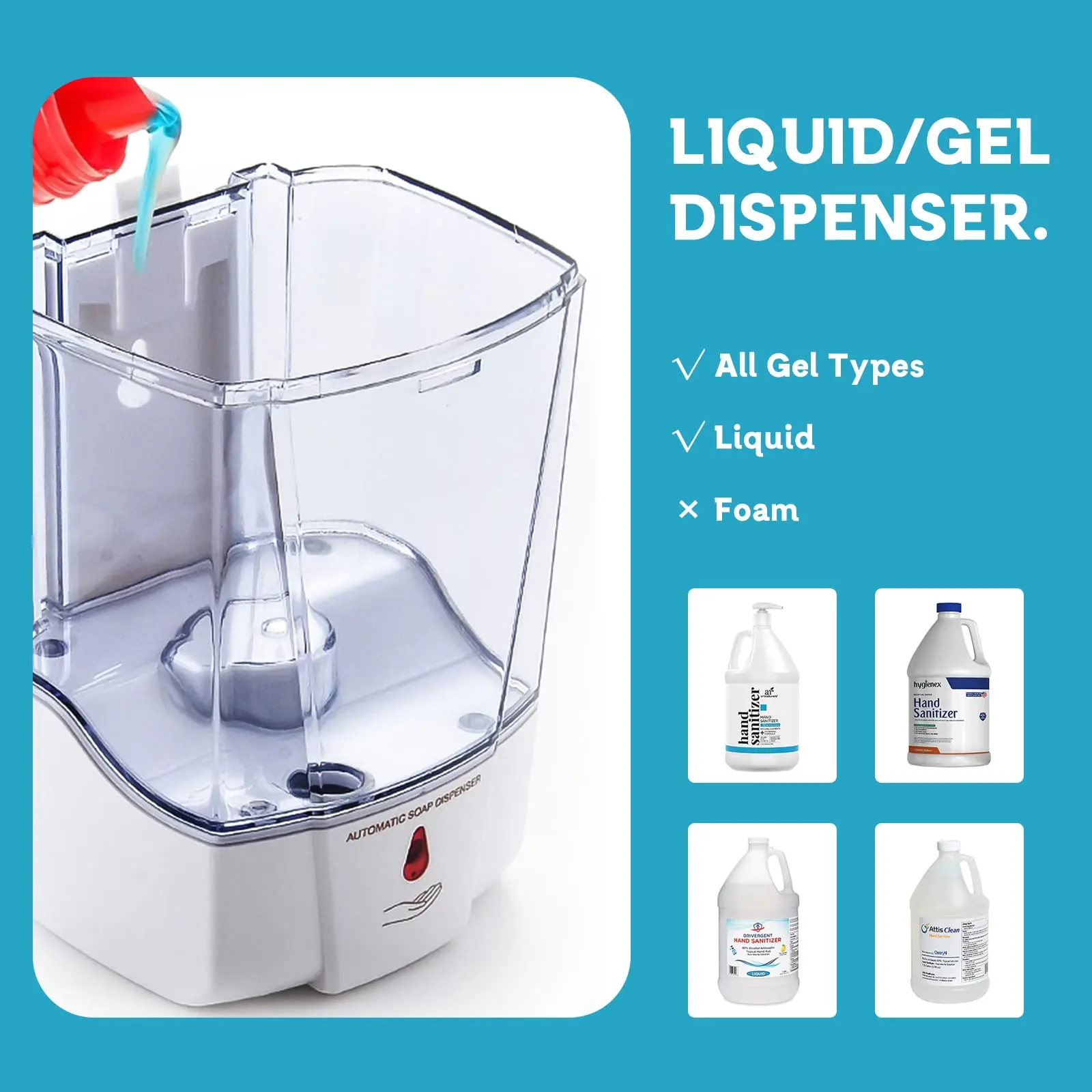 Dispenser di sapone Dispenser automatico di sapone liquido disinfettante per le mani con sensore Touchless da 600ml montato a parete per la cucina