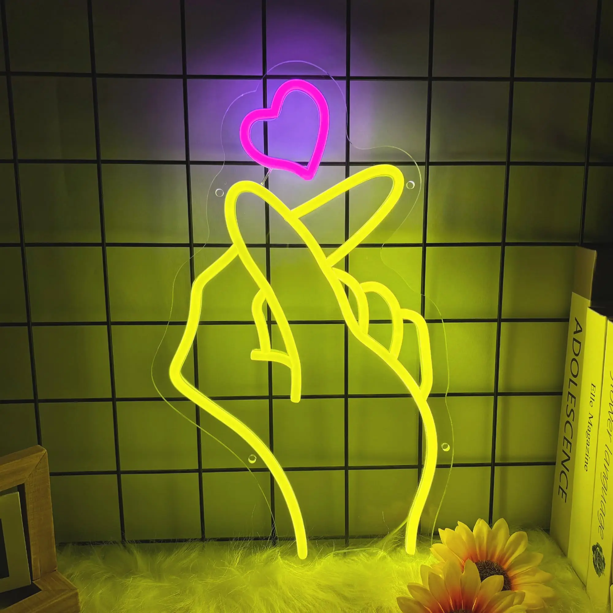 指の形をしたハートハンドのネオンサイン、バレンタインデーギフト、家の装飾、寝室、パーティー、結婚式の装飾に最適なライト