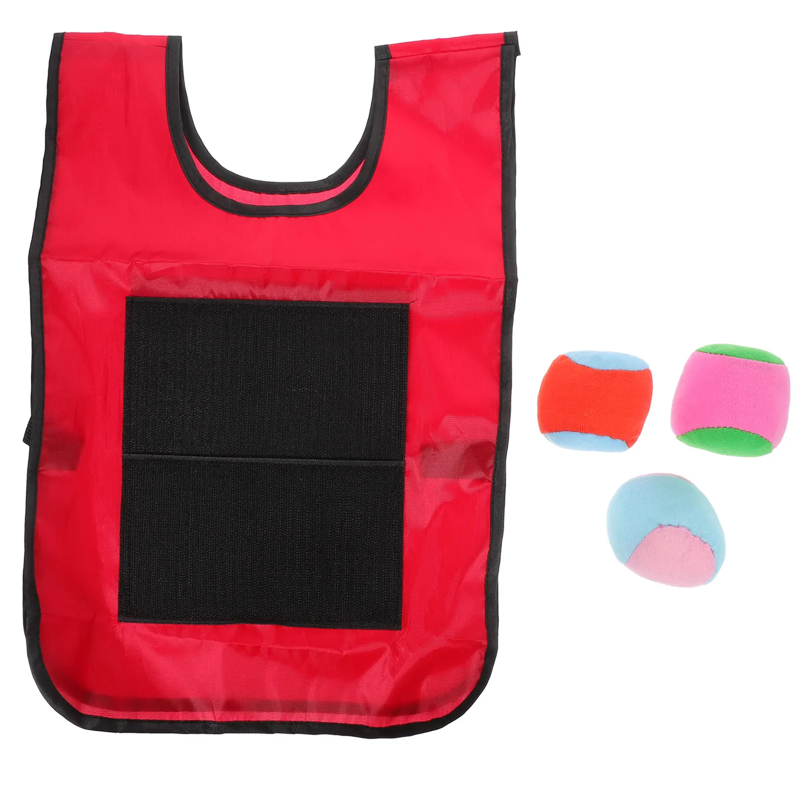 

Small Red Children Sticky Ball Vest Viscous Vest Game Props Adhesive Ball Vest with 3 Random Color Balls for Kids