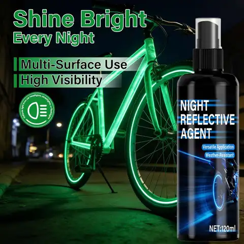 120ml Reflective Glow Spray Paint Glitter Luminous Warning Signs for Clothes Car Bike Outdoor Night Riding Running Night Spray