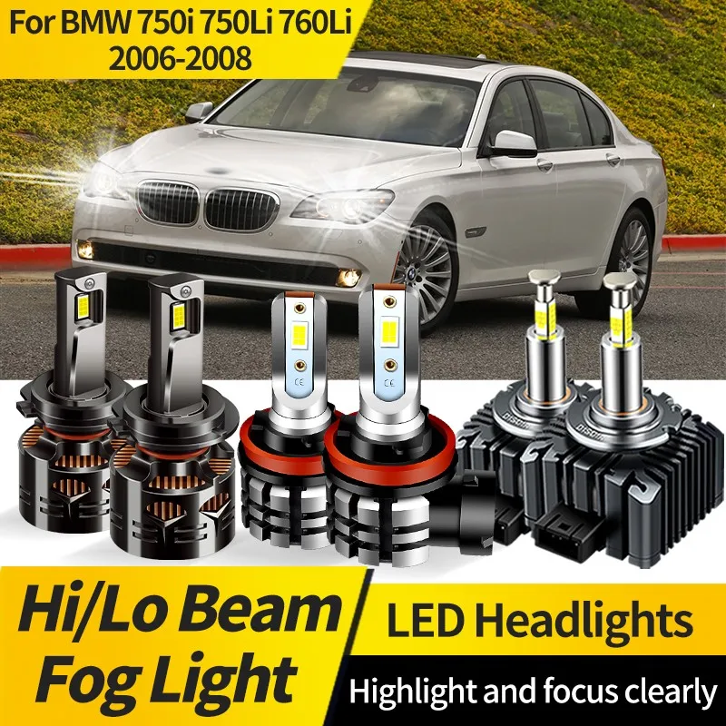 

2PCS Canbus D1S HID LED Headlight Bulb H7 Hi/Lo Beam Lamp H11 Fog Front Lights 6000K White For BMW 750i 750Li 760Li 2006-2008