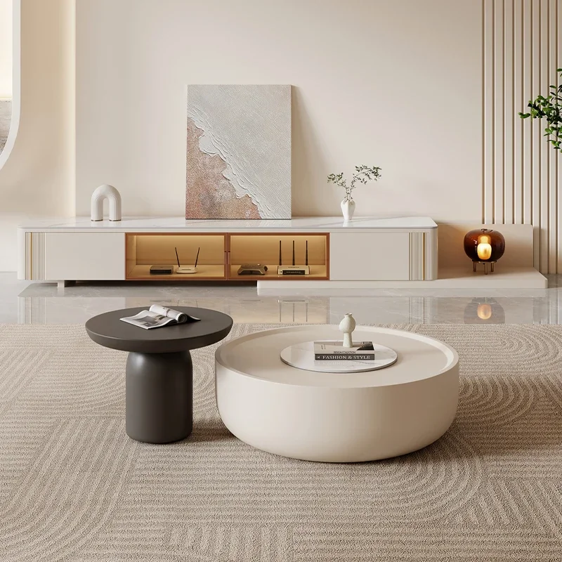 

State subsidy telescopic cabinet coffee table combination Internet celebrity creative cream wind round modern simple