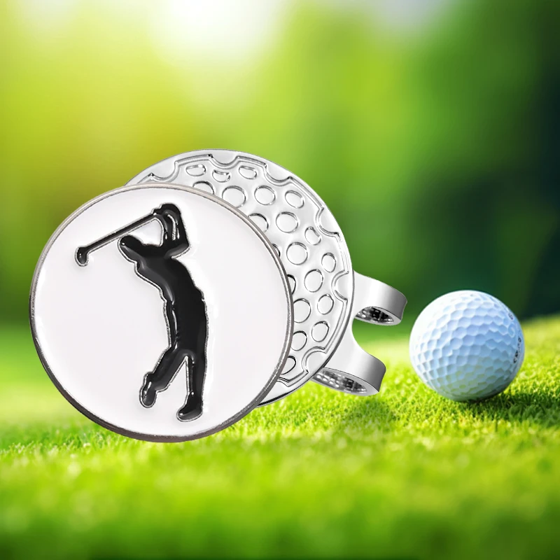 Golfer Pattern Magnetic Golf Ball Marker Hat Clip Golf Training Accessories Baseball Cap Decorative Clip Jewelry Gift for Friend