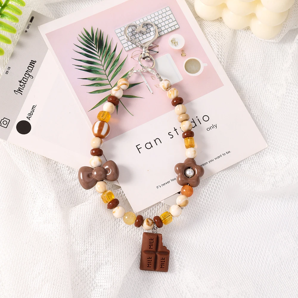 Aihua Handy-Lanyard mit Schleifen-Design, Perlenarmband, Schlüsselanhänger für das Auto, Cartoon-Design, Anti-Verlust-Hängeband, Handgelenksband, Geschenk für Frauen – Detail 10