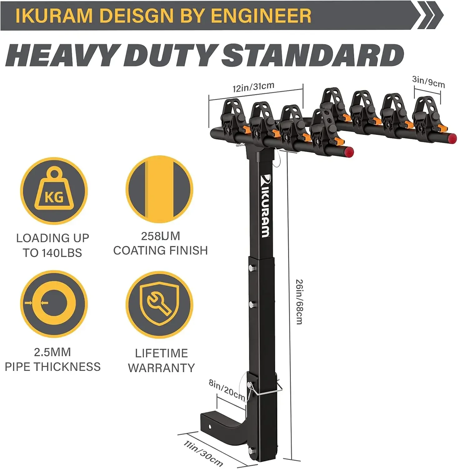 Rack Bicycle Carrier Racks Hitch Mount Double Foldable Rack for Cars, Trucks, SUV's and minivans with a 2