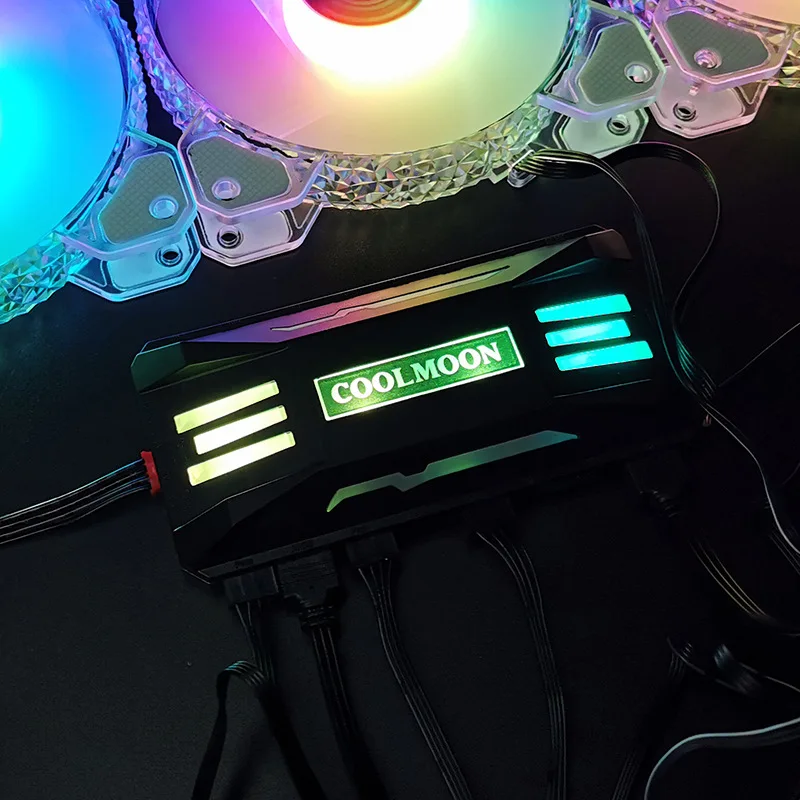 COOLMOON RGB Controller 4Pin PWM 5V 3Pin ARGB Cooling Fan Ventilador Smart Remote Control for PC Case Chassis Cooler