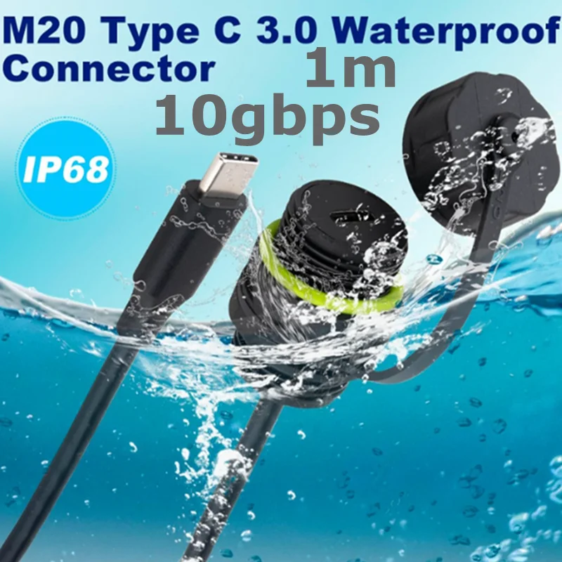 

Кабель-удлинитель USB-C 3.0 для монтажа в панель, 1 м (3,3 фута), водонепроницаемый IP68, разъем Type-C (штекер-гнездо) для скрытого монтажа, синхронизация данных 5 Гбит/с