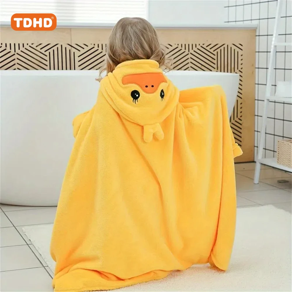 

TDHD 1 шт., детское банное полотенце с капюшоном, очень мягкое и очень впитывающее банное полотенце с рисунком утки, подходит для малышей, малышей