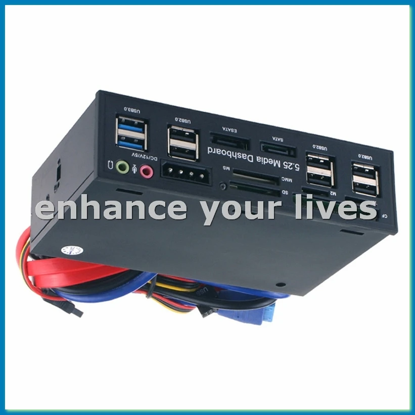 

5,25-дюймовая медиа-приборная панель с USB 2.0/3.0 E-SATA SATA считывателем нескольких карт для настольных компьютеров-ABFT