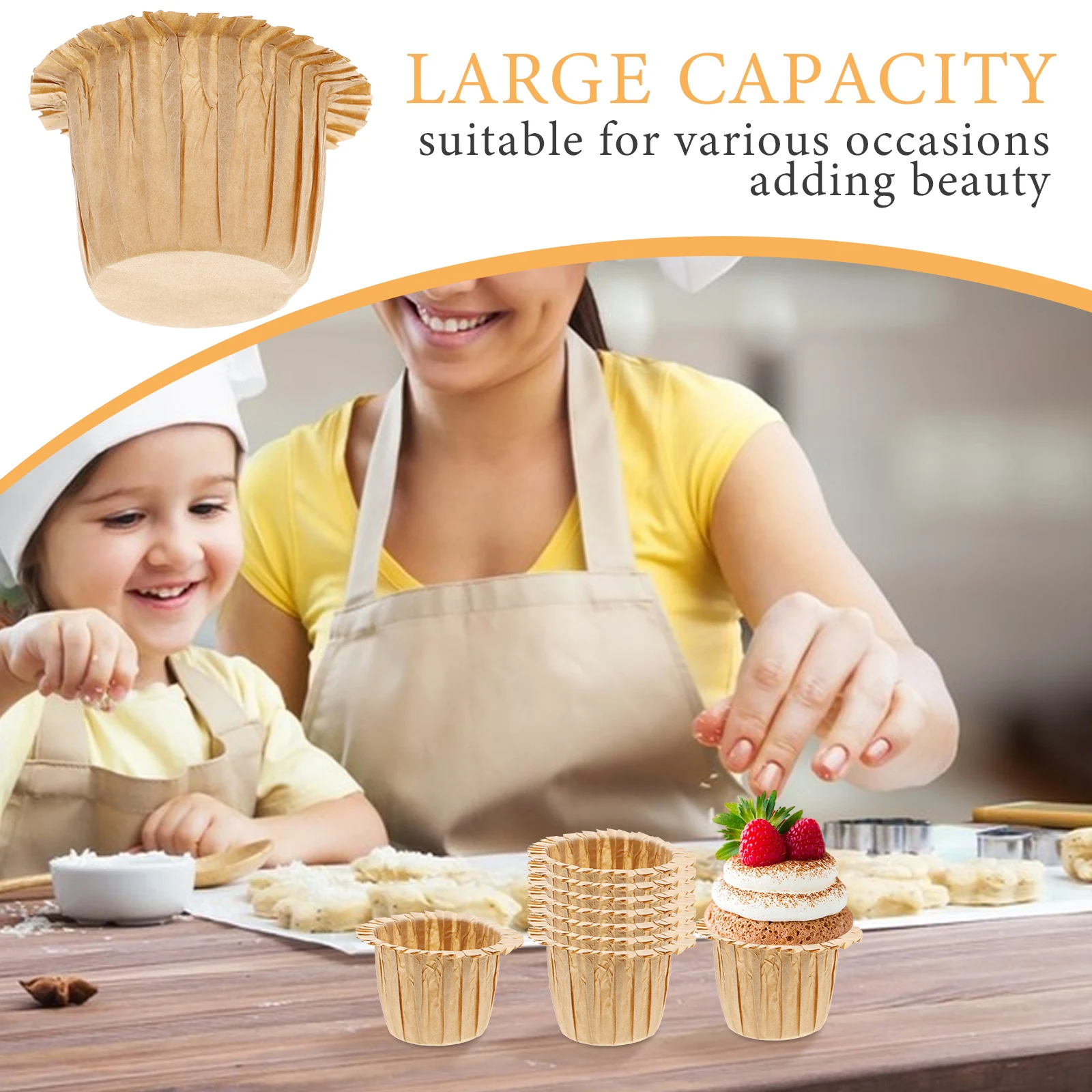 

30 Pcs Hat Paper Cupcake Muffin Cups Liners Muffin Cups Brown Color Baking Decorations Oil Proof Large Capacity