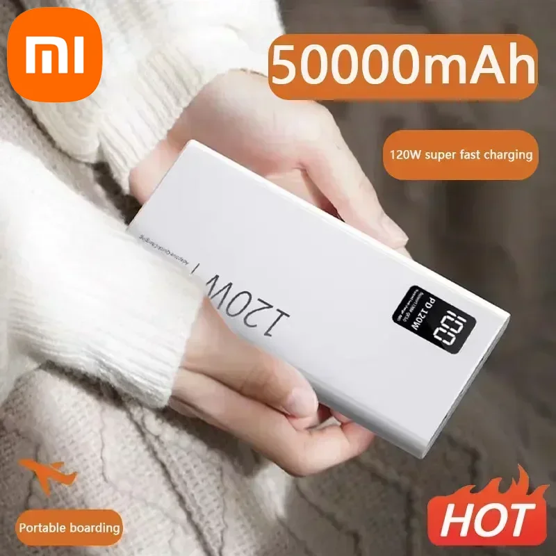 

Портативное зарядное устройство Xiaomi 120 Вт, супер быстрая зарядка, портативное зарядное устройство 50000 мАч, компактное улучшенное портативное зарядное устройство для путешествий и кемпинга