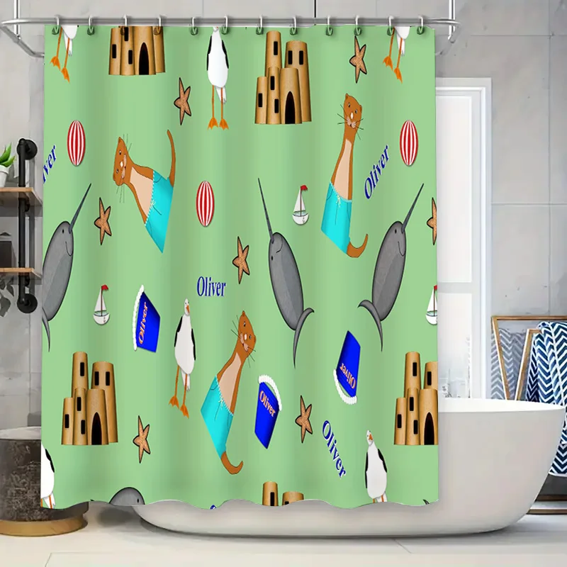 تتميز ستائر حمام الأطفال المبتكرة بتصميمات حيوانات مرحة لديكور الحمام الممتع ستارة دش مقاومة للماء مع كول نابض بالحياة #1