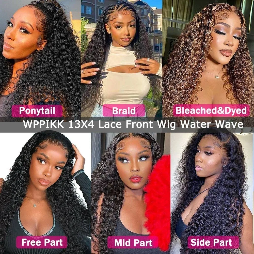 13x4 Lace Front Wigs,Brazilian Wet Hair Pre Plucked 180% Density,Natural Color Glueless Curly Lace Frontal Wigs