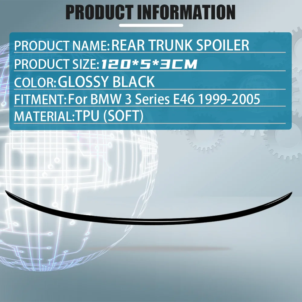 สปอยเลอร์ปีกหางสปอยเลอร์สำหรับรถ BMW 3ชุด E46 2000 2001 2002 2003 2004 2005ฝาหน้าฝาหลังกระโปรงรถ