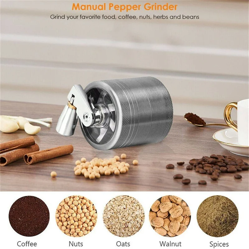 New 4-layer Tobacco Grinder 40MM Manual Metal Zinc Alloy Herbal Herb Mill Spice Crusher Smoke Grinder Crusher Hand Crank Miller