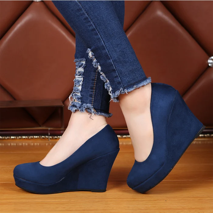 Women High Heel Wedge Shoe size 31 to 42 Red Black Blue Spring Shoes sys-739