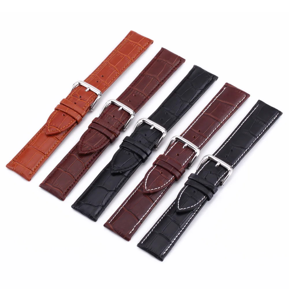 Crocodile Genuine Leather Watch Band 10 12 13 14 15 16 17 18mm 19mm 20mm 21mm 22mm 23 24mm Watch Strap with Pins OLEYW