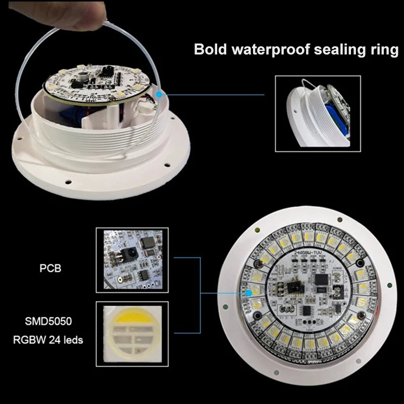 Rotomolding Luminous Furniture LED Wick Light 12PCS RGB+W Lamp Beads Colorful Remote Controlled LED Lamp 102mm Wick Base Riq-W12