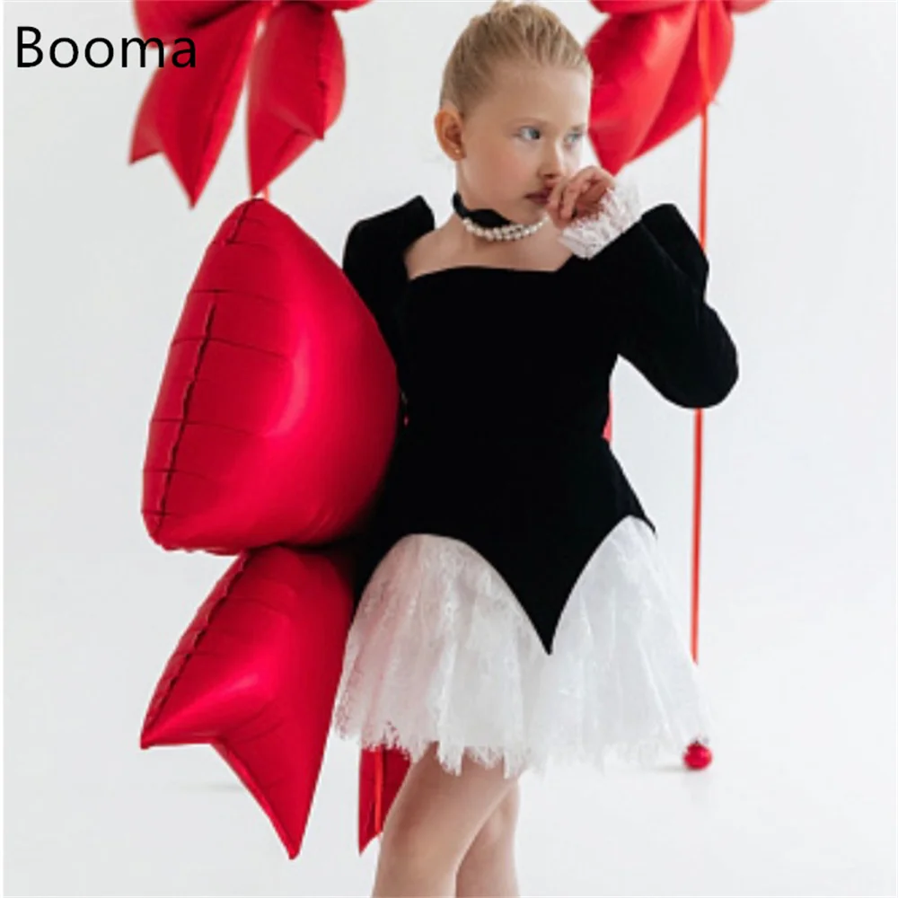 

Booma A-Line Lace Simple Long Sleeve Flowers Girl Dresses Wedding Party Dress for Kids Flowers Girls Prom Gowns Custo