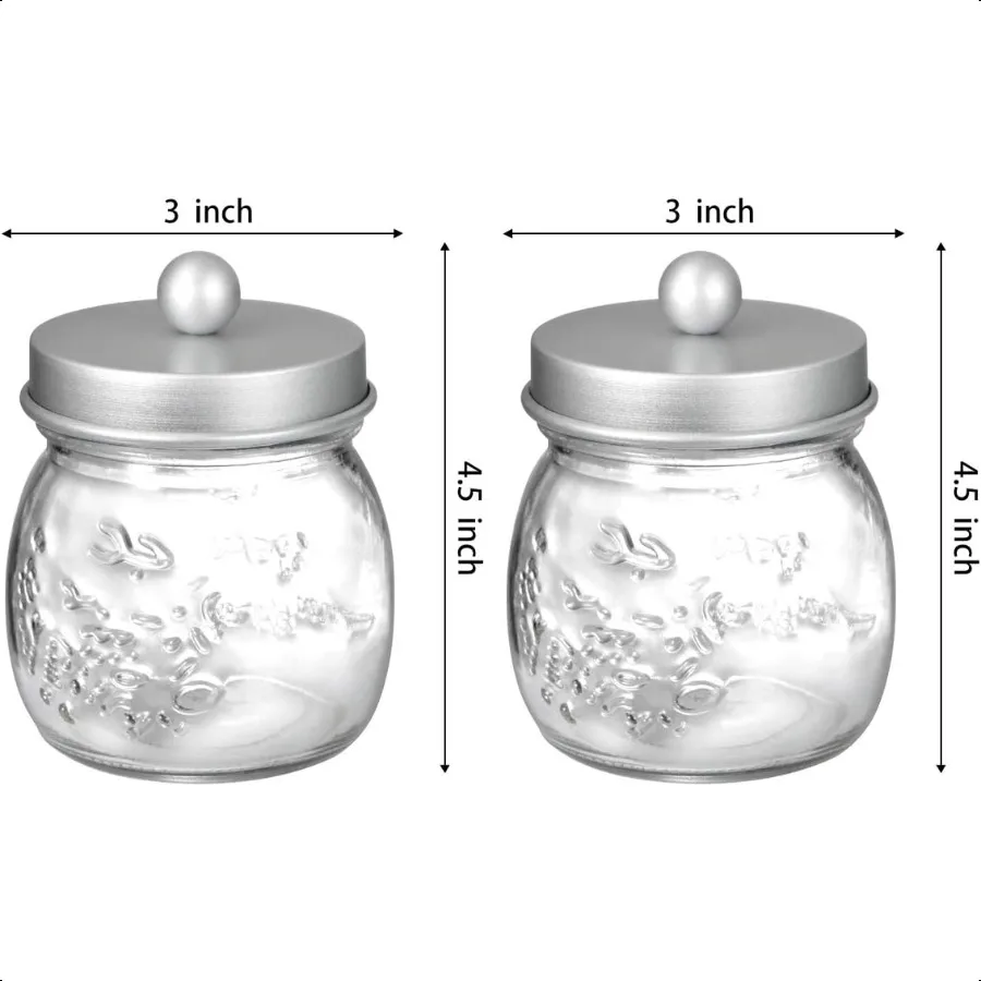 2 Pack Qtip Holder for Bathroom Cotton Swab Holders Cute Mason Jars Decor Bathroom Decor and Accories for Cotton Round Pads Bal