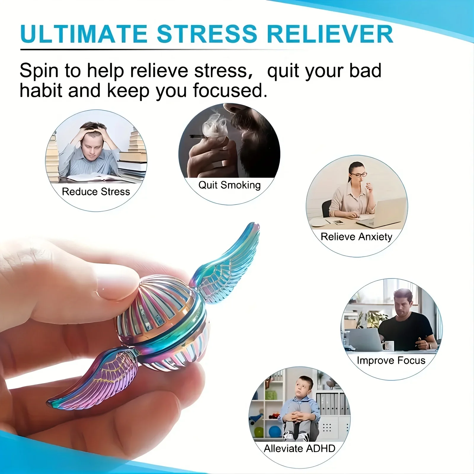سبينر فيدجت سحري لتخفيف القلق، ألعاب لتخفيف التوتر، سبينر للأصابع، لعبة لتخفيف القلق للبالغين