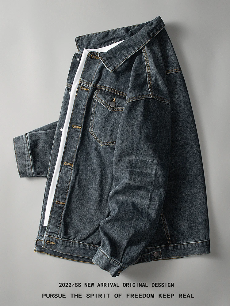 

Retro Denim Jaet Men's Trendy Brand Spring Autumn Casual Haome Workwear Jaet Korean Sle Versatile Top Clothes