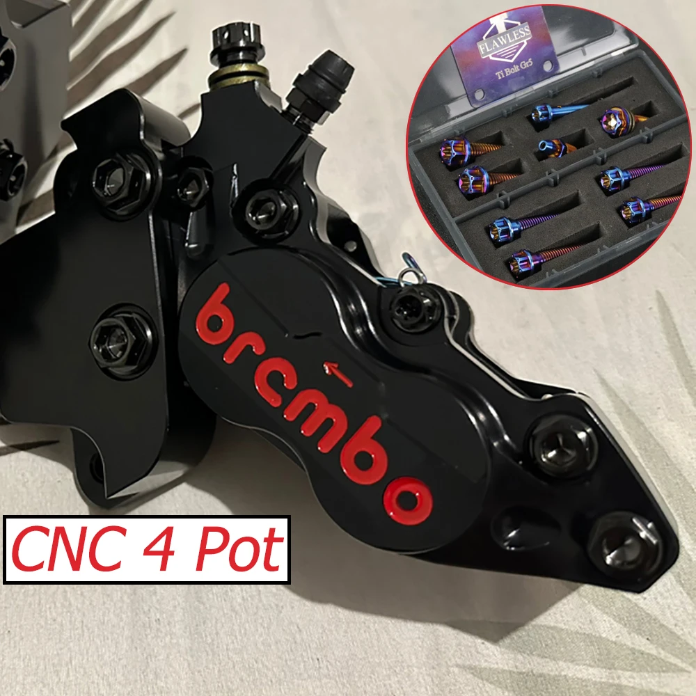 FLAWLESSTI Brake Caliper Gr5 Titanium Bolt For Brembo CNC 4 Pot Vespa Sprint 150 Primavera 150 Xmax 300 Honda Wave 125