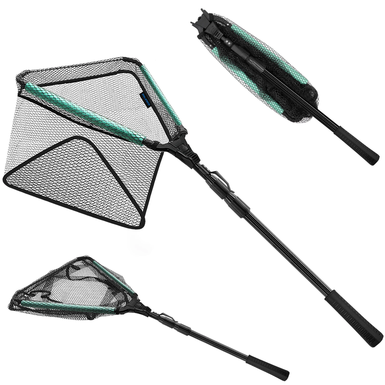 

SANLIKE Floating Fishing Net Fish Folding Landing Net with Telescopic Pole Handle Durable Rubber Coated Collapsible Net Fishing