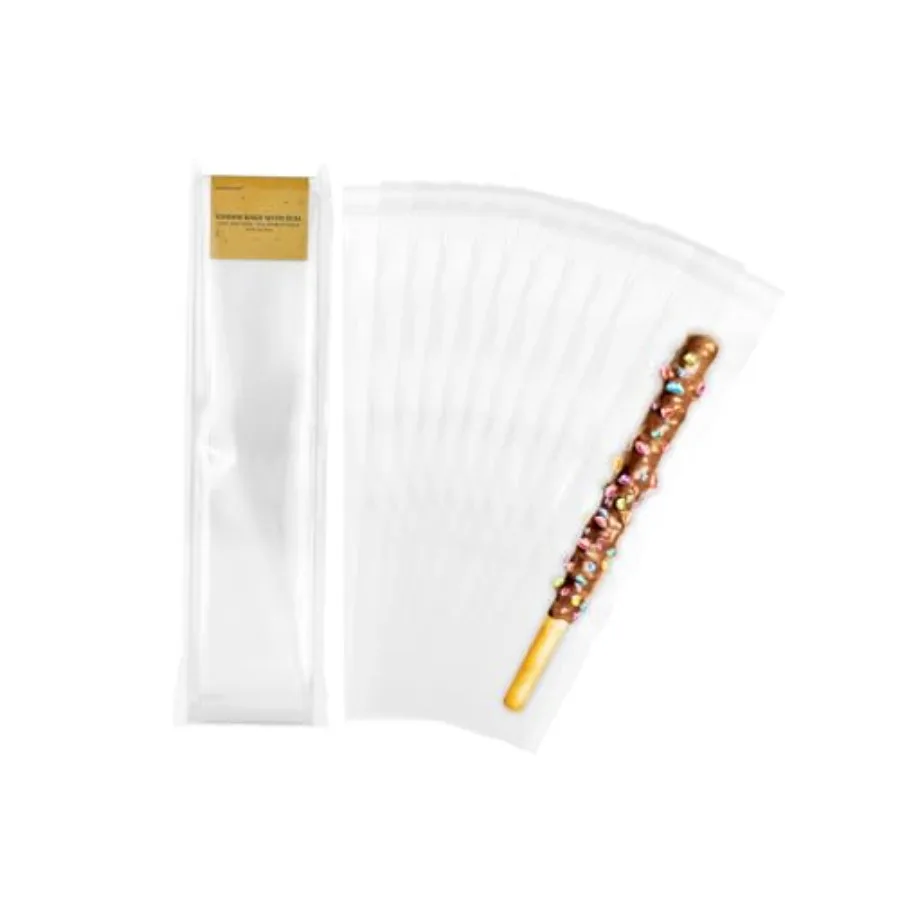 

200Pcs 2x10 Inches Self Sealing Cellophane Bags Clear Pretzel Rod Bags for Treat Candy Melts Cookie Popsicle Ice Pop