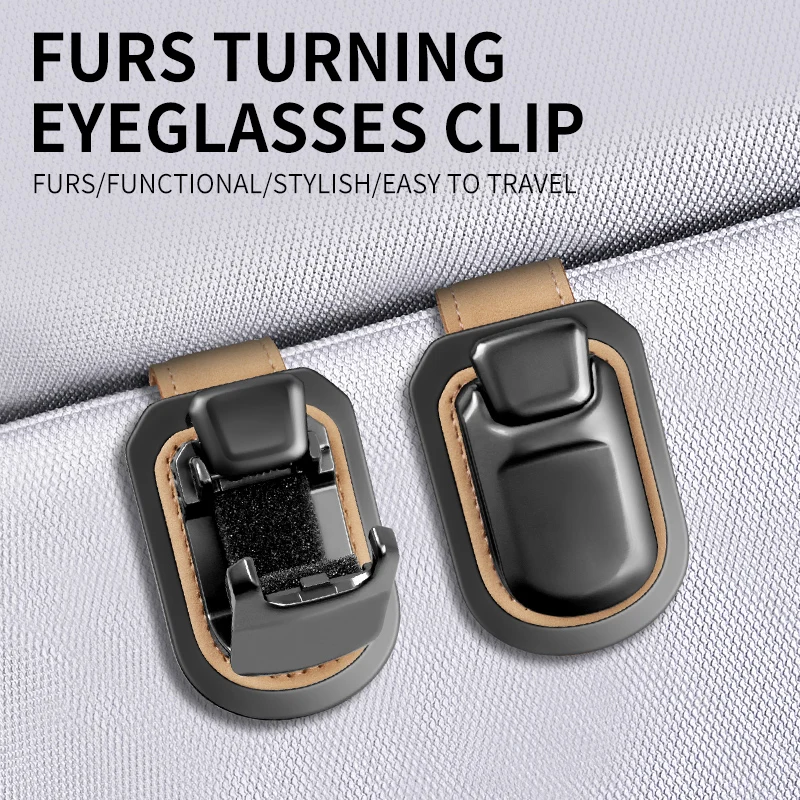 Button Style Car Sun Visor Eyeglass Holder Glasses Storage Clip One Hand To Release Leather Portable Sunglasses Bracket